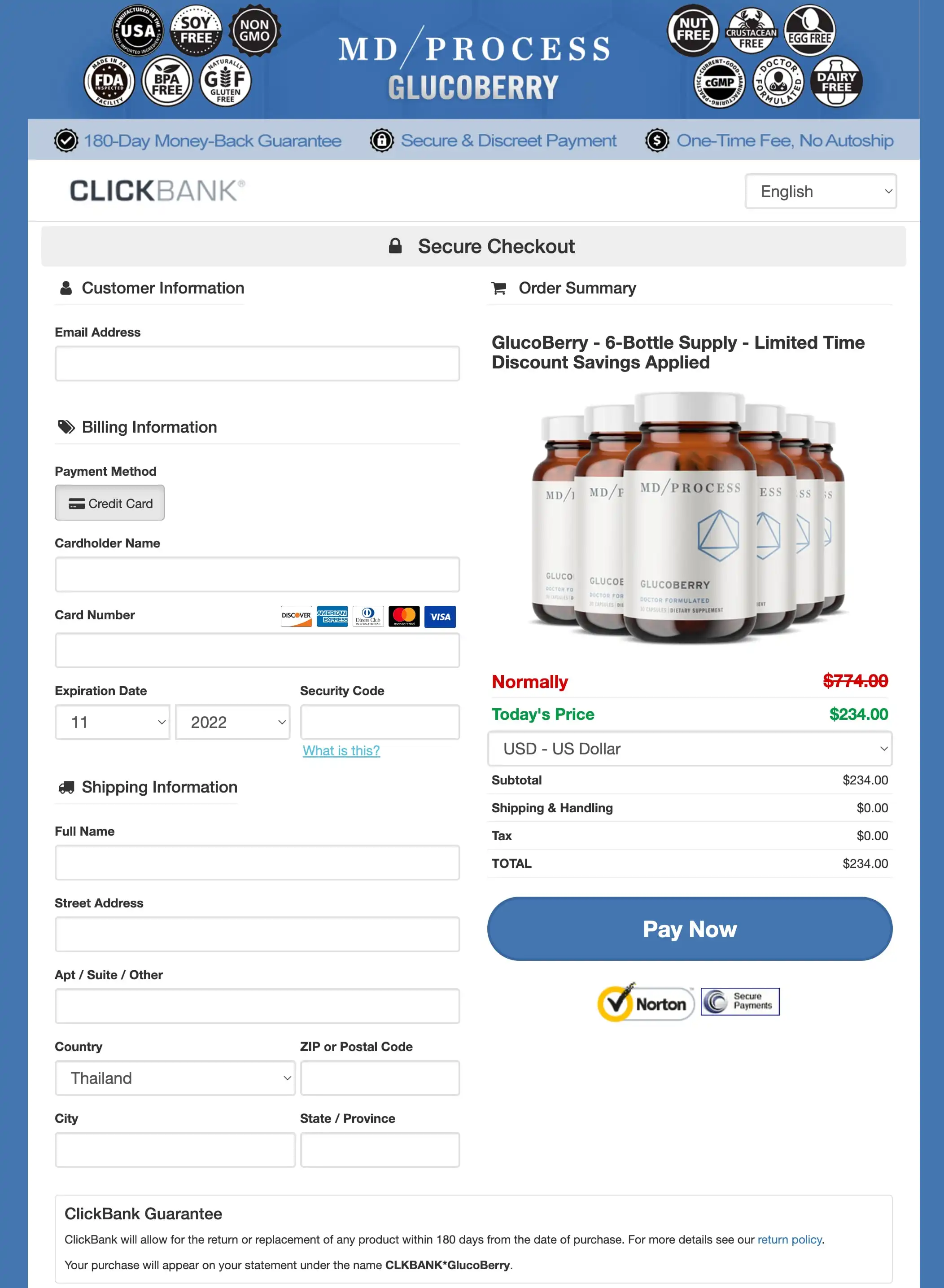 GlucoBerry order page